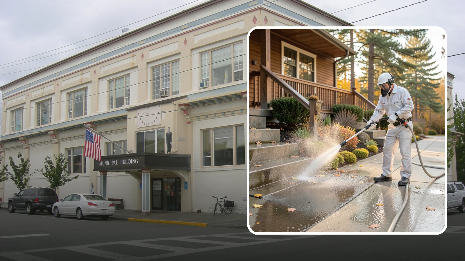Exterior Stairs Cleaning in Anacortes, Skagit County, WA - We pressure wash exterior stairs to remove the moss and slick film that make outdoor steps hazardous in wet weather.