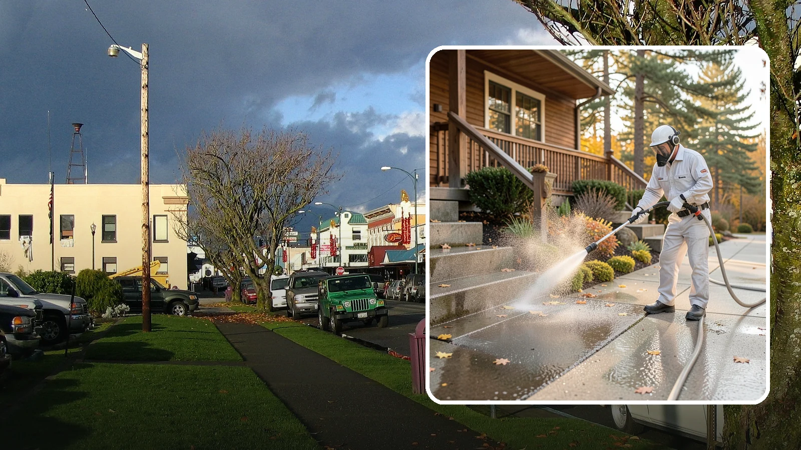 Exterior Stairs Cleaning in Arlington, Snohomish County, WA - We pressure wash exterior stairs to remove the moss and slick film that make outdoor steps hazardous in wet weather.