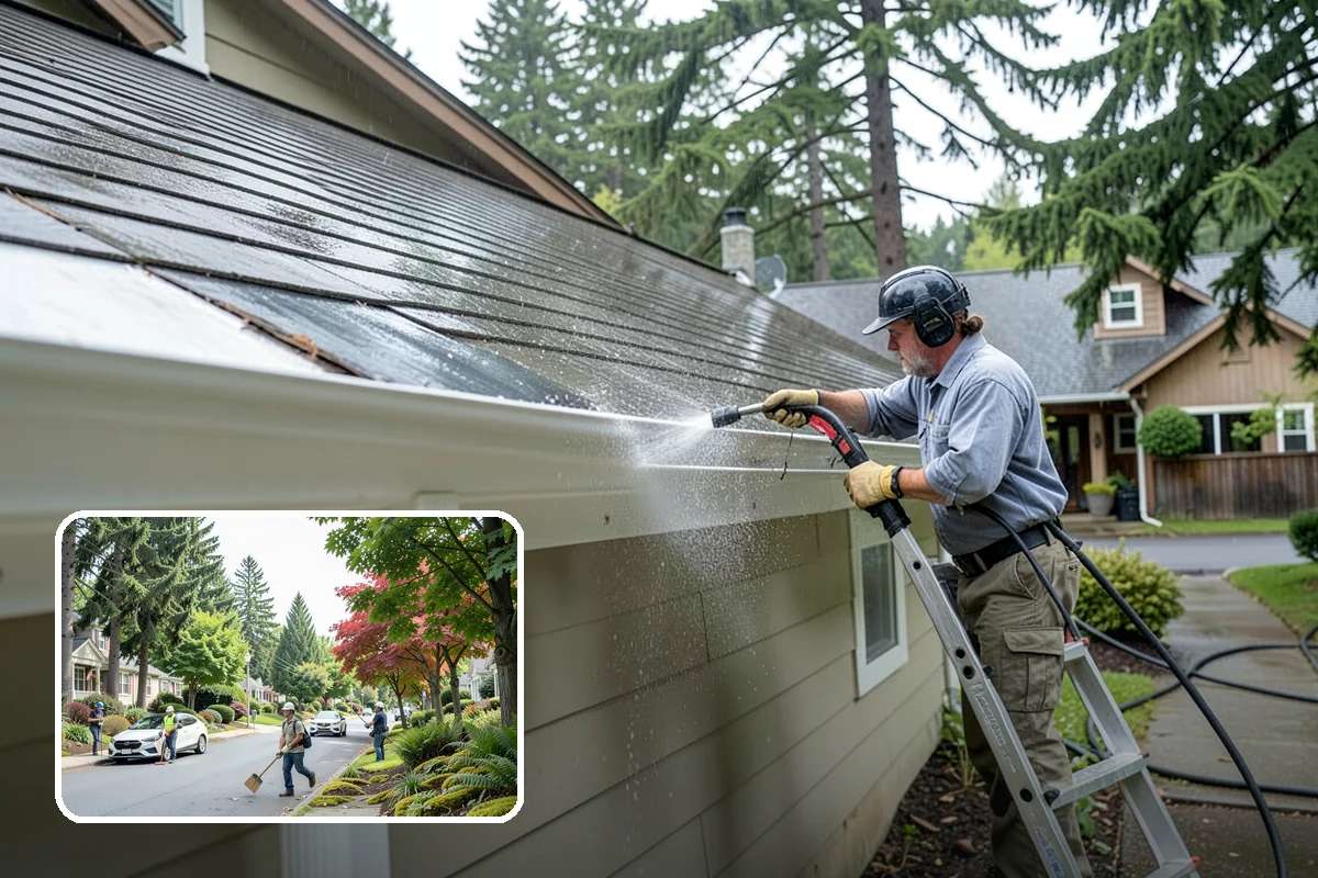 Exterior Stairs Cleaning in Beaux Arts Village, King County, WA - Restores traction by removing slick moss from treads