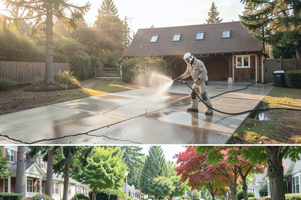 Exterior Stairs Cleaning in Beaux Arts Village, King County, WA - Clean exterior stairs in fall and spring, the seasons when moss growth peaks and slip risk is highest.