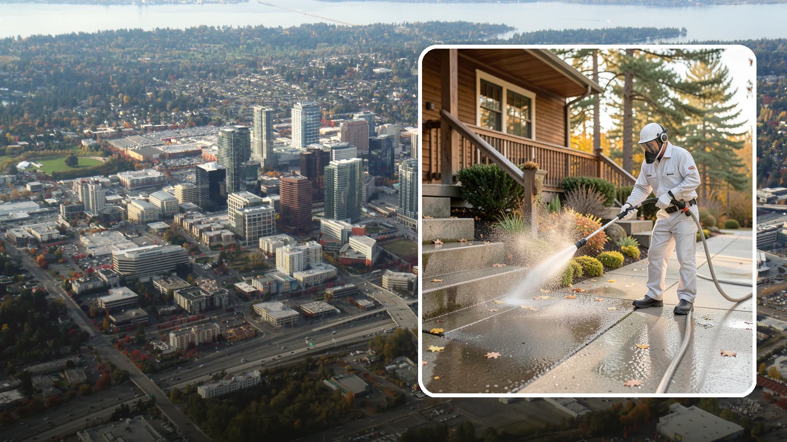 Exterior Stairs Cleaning in Bellevue, King County, WA - We pressure wash exterior stairs to remove the moss and slick film that make outdoor steps hazardous in wet weather.
