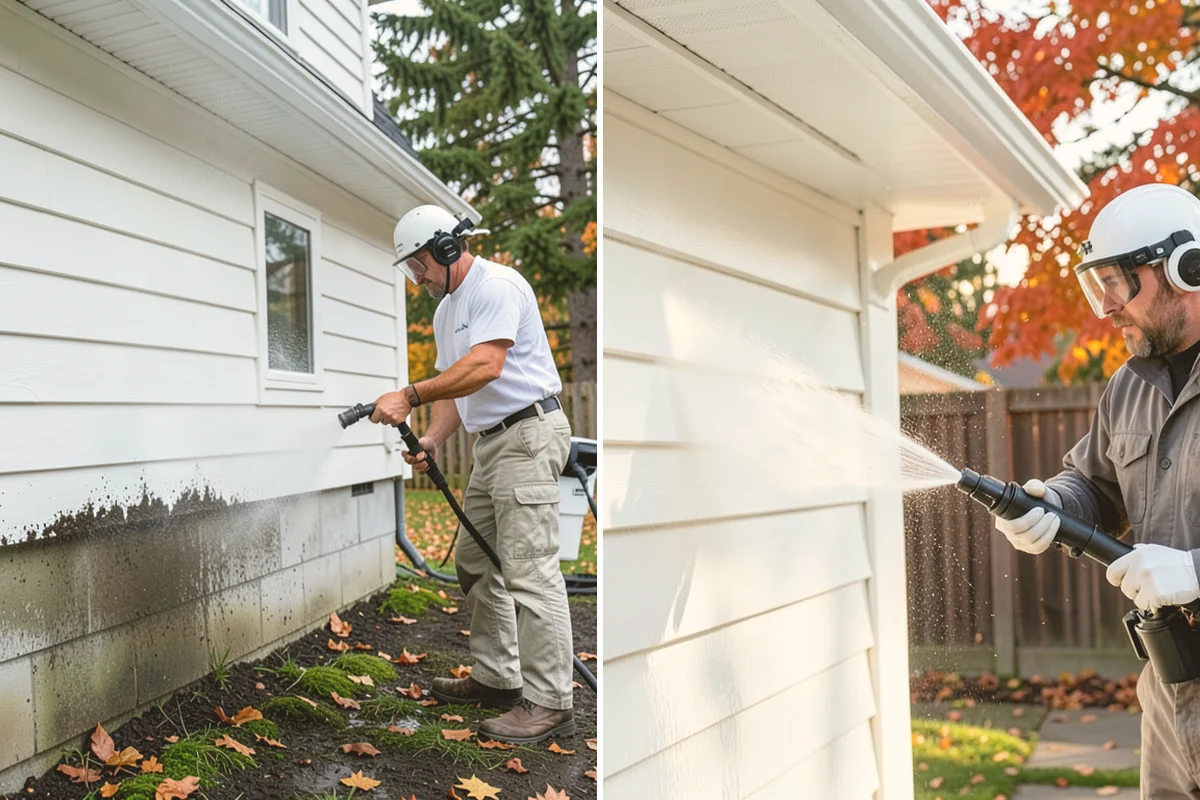 Exterior Stairs Cleaning in Bellevue, King County, WA - Clear debris and inspect steps for damage