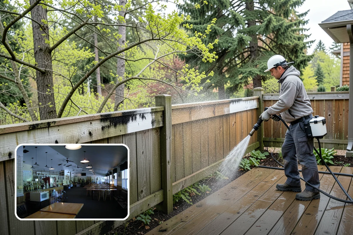 Exterior Stairs Cleaning in Black Diamond, King County, WA - Restores traction by removing slick moss from treads
