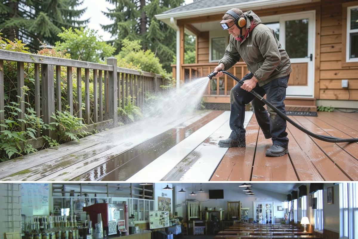 Exterior Stairs Cleaning in Black Diamond, King County, WA - Clean exterior stairs in fall and spring, the seasons when moss growth peaks and slip risk is highest.