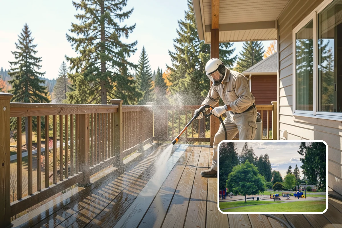 Exterior Stairs Cleaning in Bonney Lake, Pierce County, WA - Restores traction by removing slick moss from treads