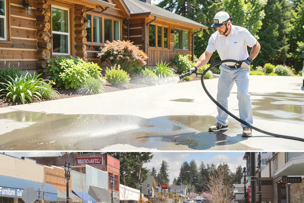 Exterior Stairs Cleaning in Bothell, King County, WA - Clean exterior stairs in fall and spring, the seasons when moss growth peaks and slip risk is highest.