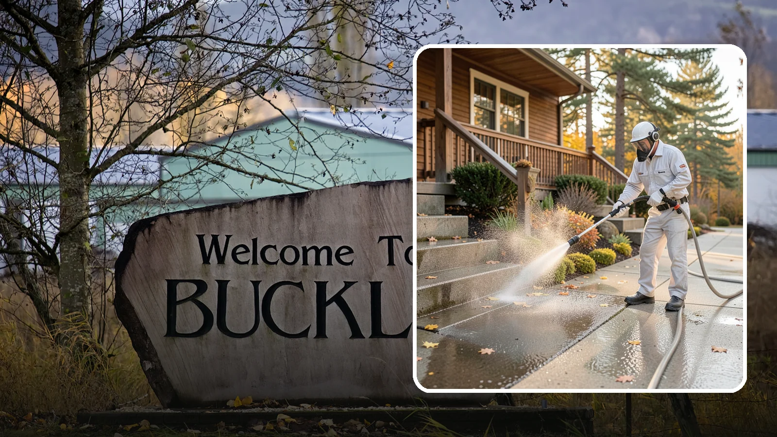 Exterior Stairs Cleaning in Buckley, Pierce County, WA - We pressure wash exterior stairs to remove the moss and slick film that make outdoor steps hazardous in wet weather.