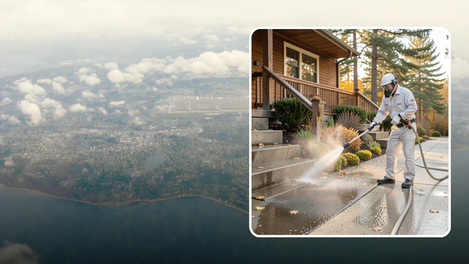 Exterior Stairs Cleaning in Burien, King County, WA - We pressure wash exterior stairs to remove the moss and slick film that make outdoor steps hazardous in wet weather.