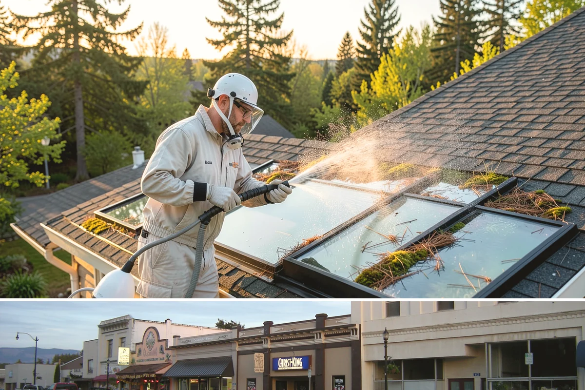 Exterior Stairs Cleaning in Burlington, Skagit County, WA - Clean exterior stairs in fall and spring, the seasons when moss growth peaks and slip risk is highest.