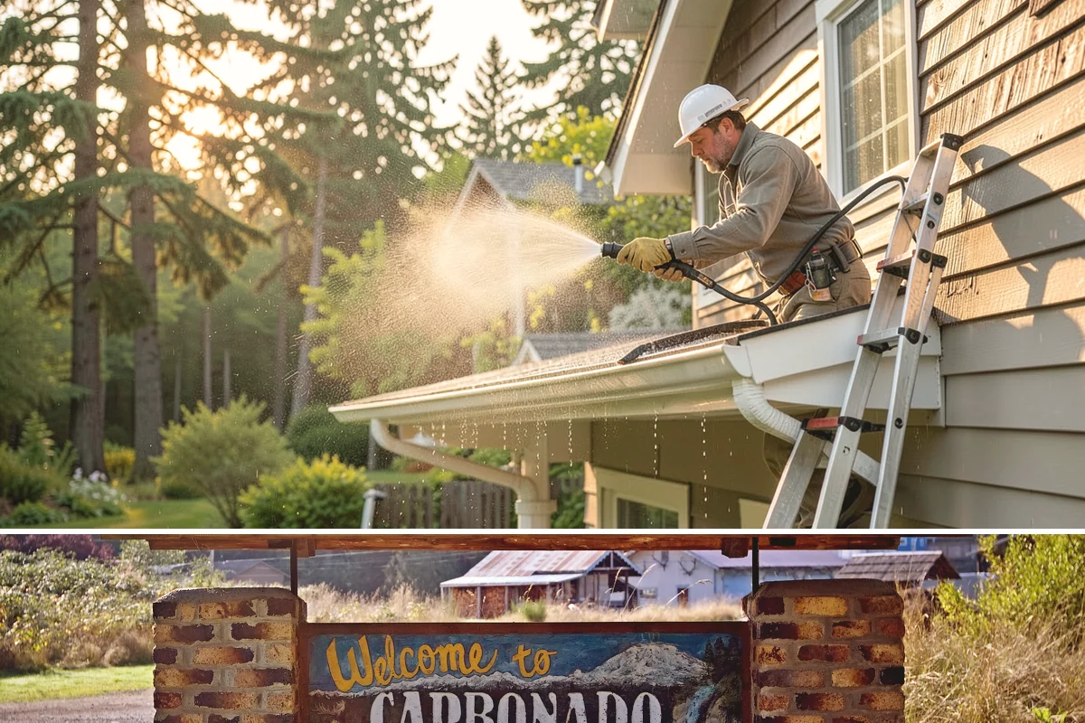 Exterior Stairs Cleaning in Carbonado, Pierce County, WA - Clean exterior stairs in fall and spring, the seasons when moss growth peaks and slip risk is highest.