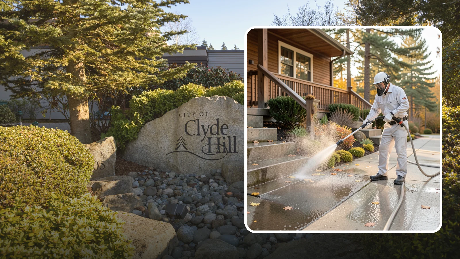 Exterior Stairs Cleaning in Clyde Hill, King County, WA - We pressure wash exterior stairs to remove the moss and slick film that make outdoor steps hazardous in wet weather.