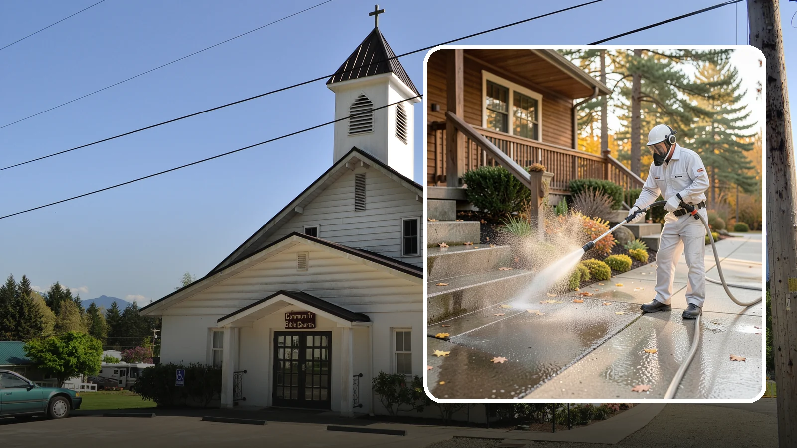 Exterior Stairs Cleaning in Concrete, Skagit County, WA - We pressure wash exterior stairs to remove the moss and slick film that make outdoor steps hazardous in wet weather.