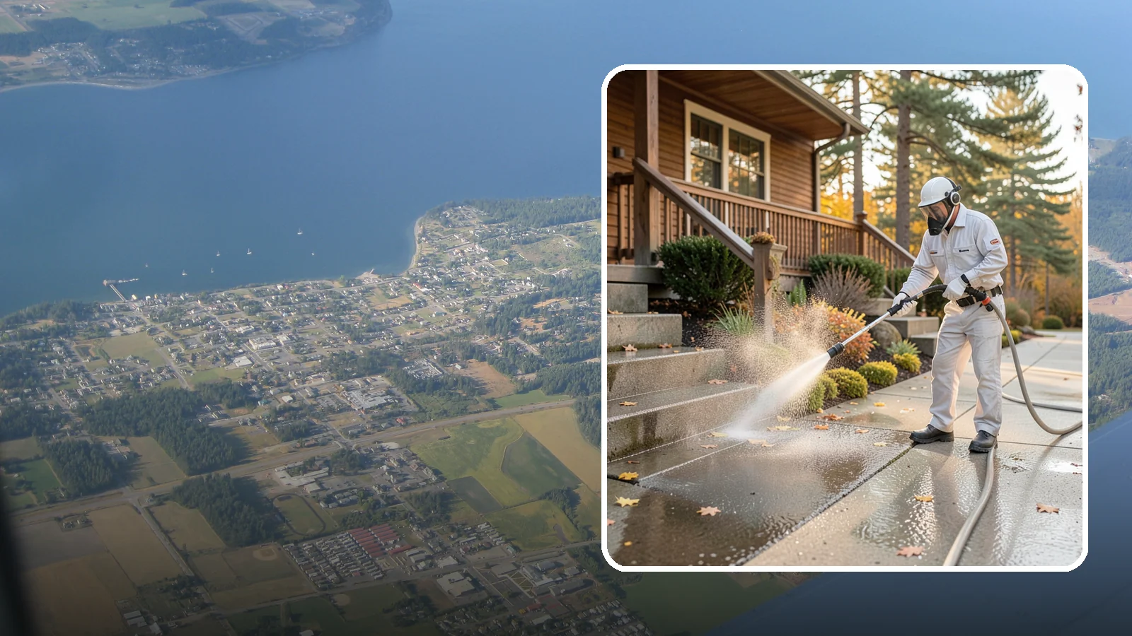Exterior Stairs Cleaning in Coupeville, Island County, WA - We pressure wash exterior stairs to remove the moss and slick film that make outdoor steps hazardous in wet weather.