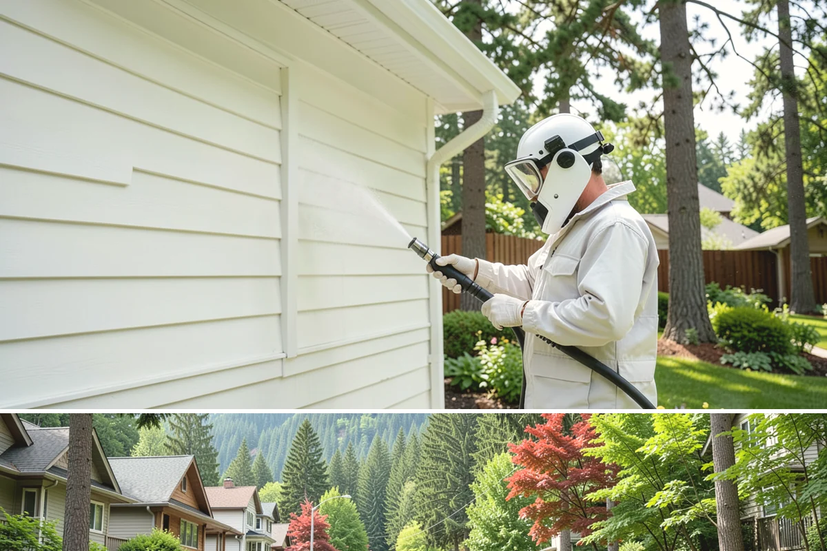 Exterior Stairs Cleaning in Darrington, Snohomish County, WA - Clean exterior stairs in fall and spring, the seasons when moss growth peaks and slip risk is highest.