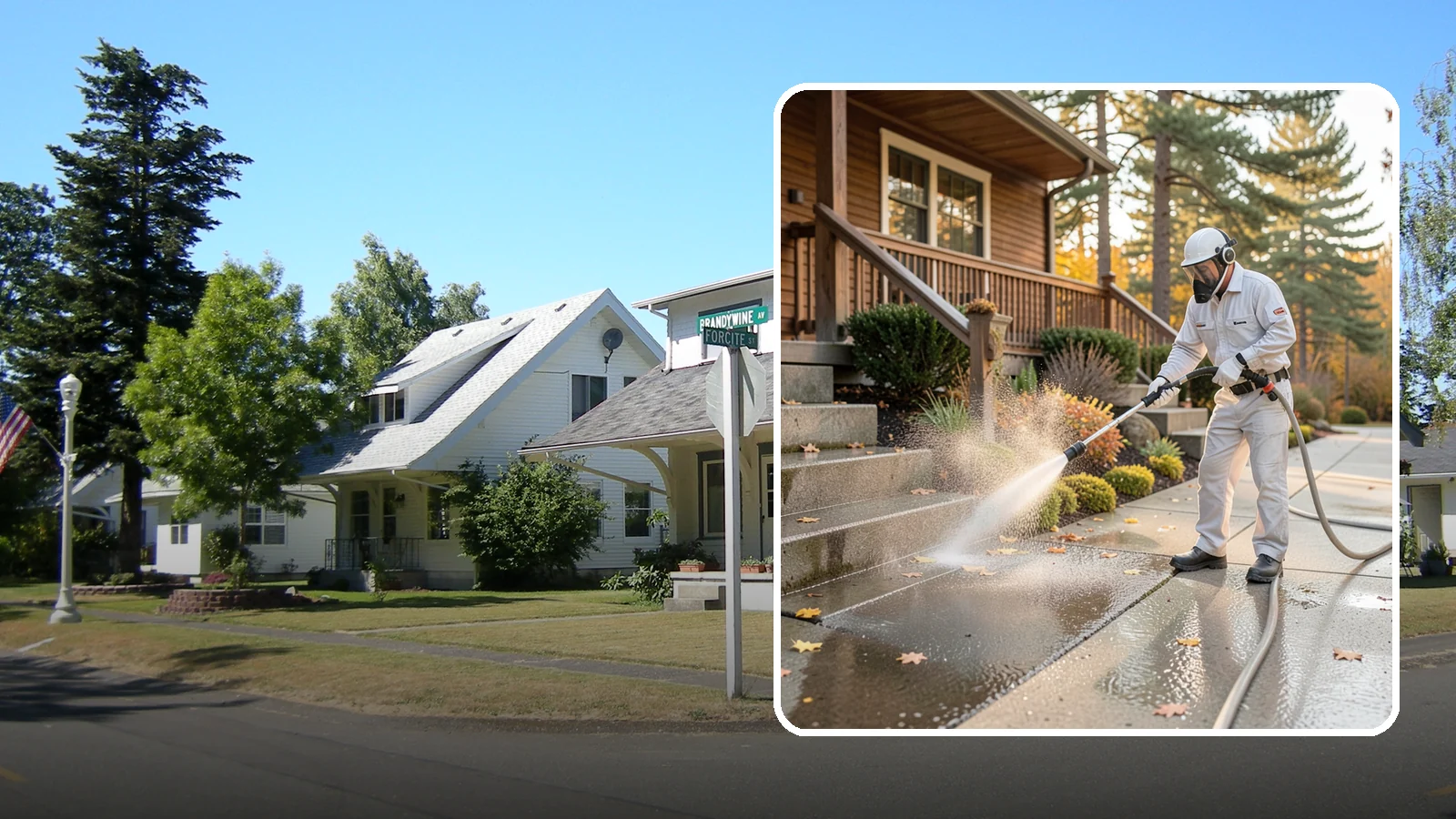 Exterior Stairs Cleaning in DuPont, Pierce County, WA - We pressure wash exterior stairs to remove the moss and slick film that make outdoor steps hazardous in wet weather.