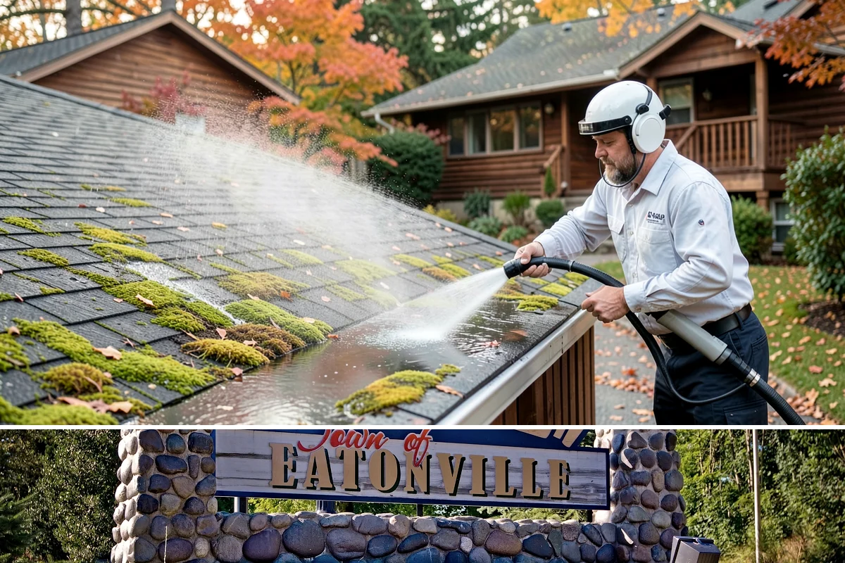 Exterior Stairs Cleaning in Eatonville, Pierce County, WA - Clean exterior stairs in fall and spring, the seasons when moss growth peaks and slip risk is highest.