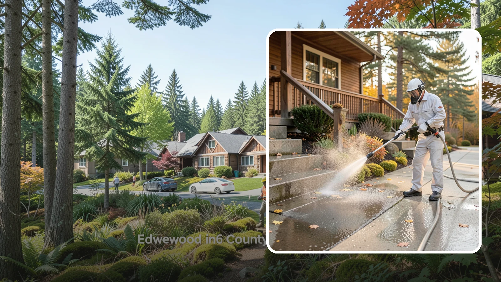 Exterior Stairs Cleaning in Edgewood, Pierce County, WA - We pressure wash exterior stairs to remove the moss and slick film that make outdoor steps hazardous in wet weather.