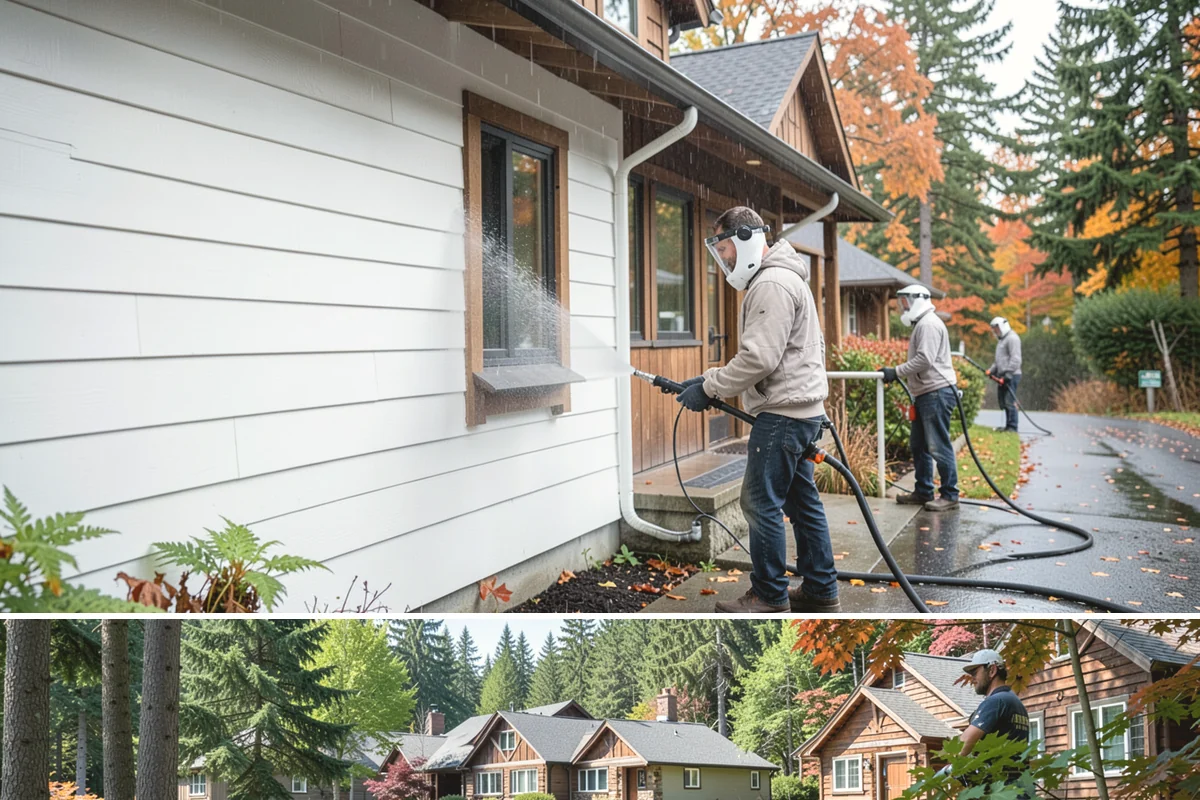 Exterior Stairs Cleaning in Edgewood, Pierce County, WA - Clean exterior stairs in fall and spring, the seasons when moss growth peaks and slip risk is highest.