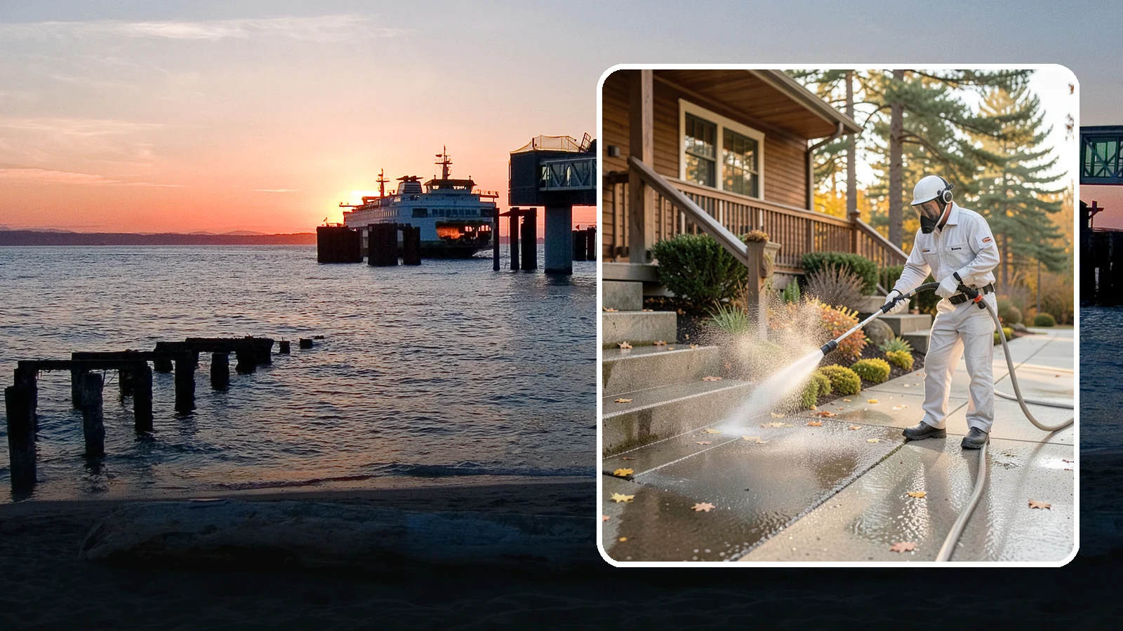 Exterior Stairs Cleaning in Edmonds, Snohomish County, WA - We pressure wash exterior stairs to remove the moss and slick film that make outdoor steps hazardous in wet weather.