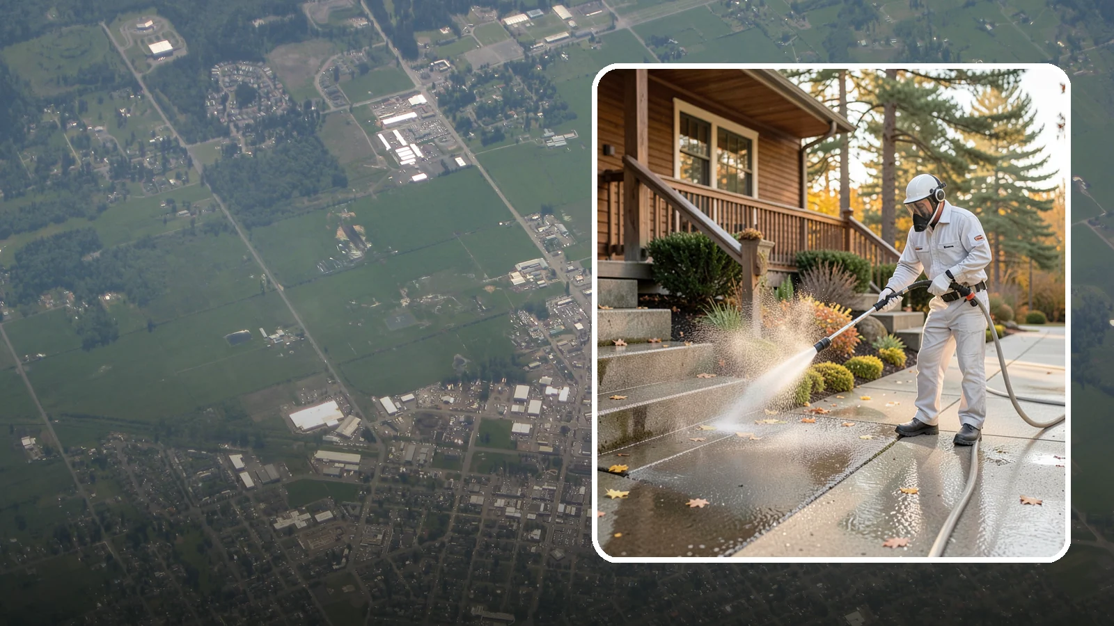 Exterior Stairs Cleaning in Enumclaw, King County, WA - We pressure wash exterior stairs to remove the moss and slick film that make outdoor steps hazardous in wet weather.