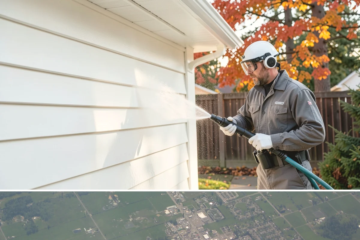 Exterior Stairs Cleaning in Enumclaw, King County, WA - Clean exterior stairs in fall and spring, the seasons when moss growth peaks and slip risk is highest.