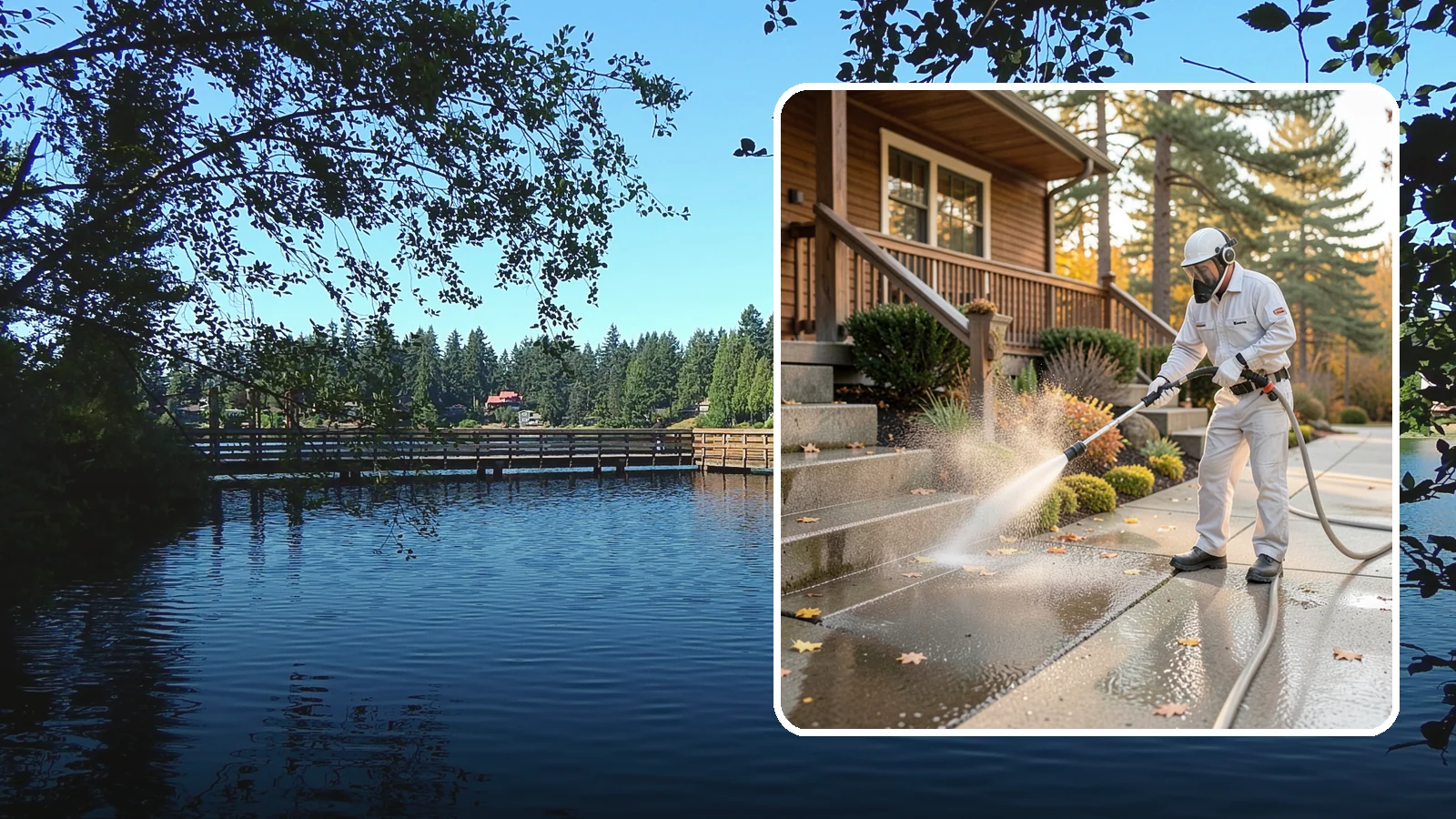 Exterior Stairs Cleaning in Federal Way, King County, WA - We pressure wash exterior stairs to remove the moss and slick film that make outdoor steps hazardous in wet weather.