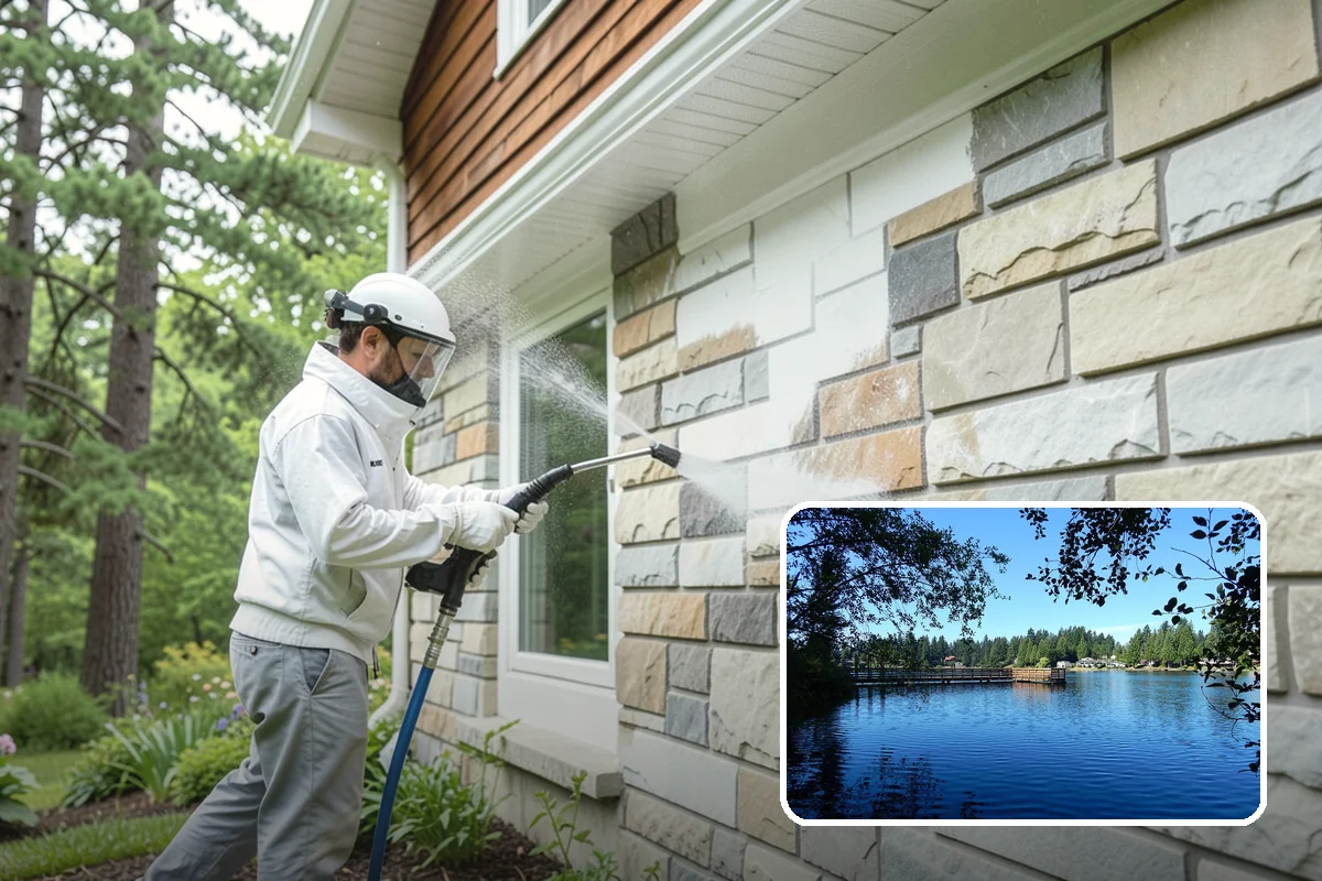 Exterior Stairs Cleaning in Federal Way, King County, WA - Restores traction by removing slick moss from treads