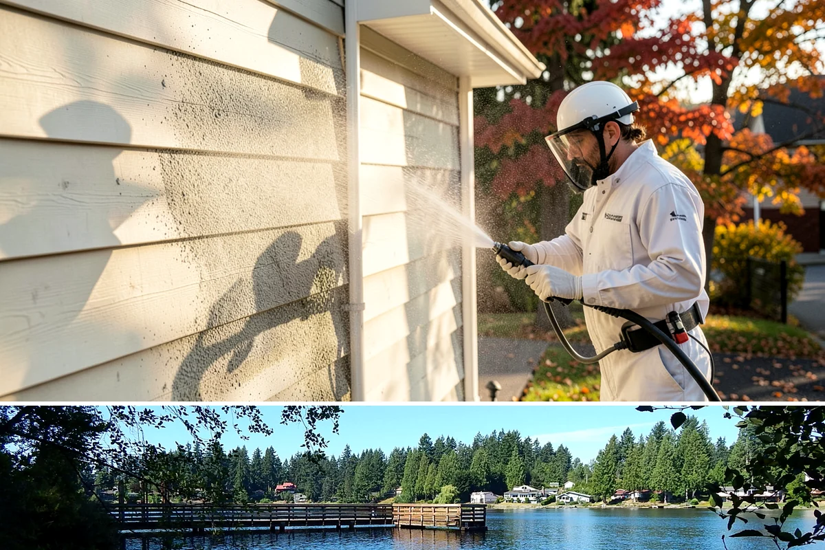 Exterior Stairs Cleaning in Federal Way, King County, WA - Clean exterior stairs in fall and spring, the seasons when moss growth peaks and slip risk is highest.