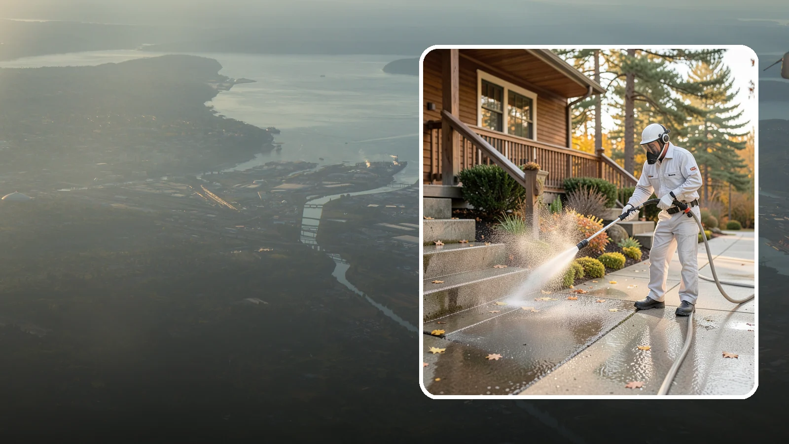 Exterior Stairs Cleaning in Fife, Pierce County, WA - We pressure wash exterior stairs to remove the moss and slick film that make outdoor steps hazardous in wet weather.