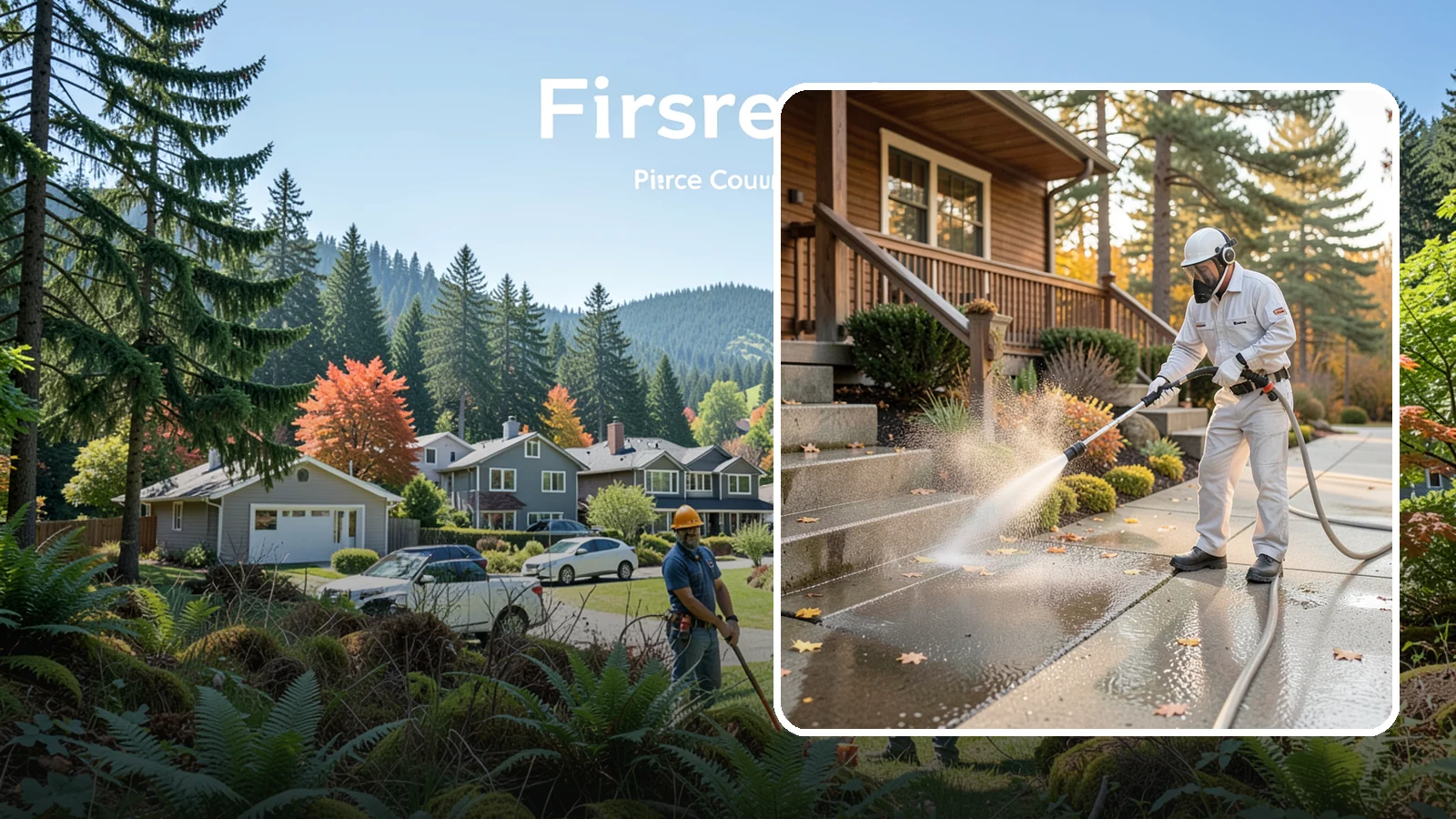 Exterior Stairs Cleaning in Fircrest, Pierce County, WA - We pressure wash exterior stairs to remove the moss and slick film that make outdoor steps hazardous in wet weather.