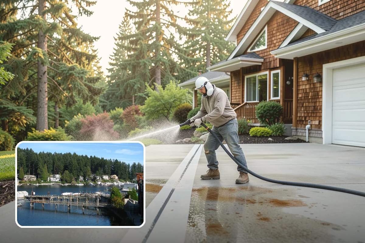 Exterior Stairs Cleaning in Gig Harbor, Pierce County, WA - Restores traction by removing slick moss from treads