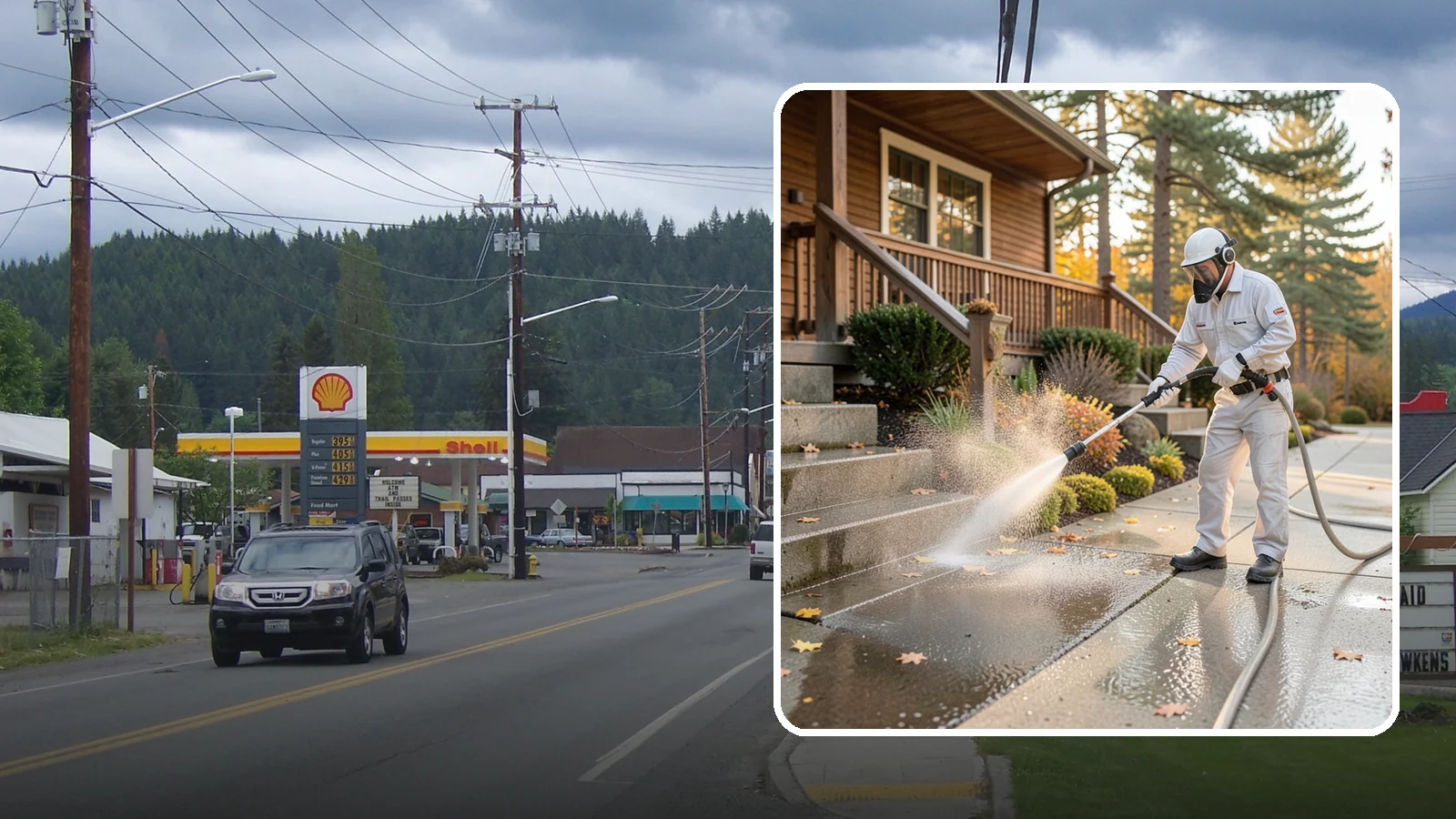 Exterior Stairs Cleaning in Granite Falls, Snohomish County, WA - We pressure wash exterior stairs to remove the moss and slick film that make outdoor steps hazardous in wet weather.
