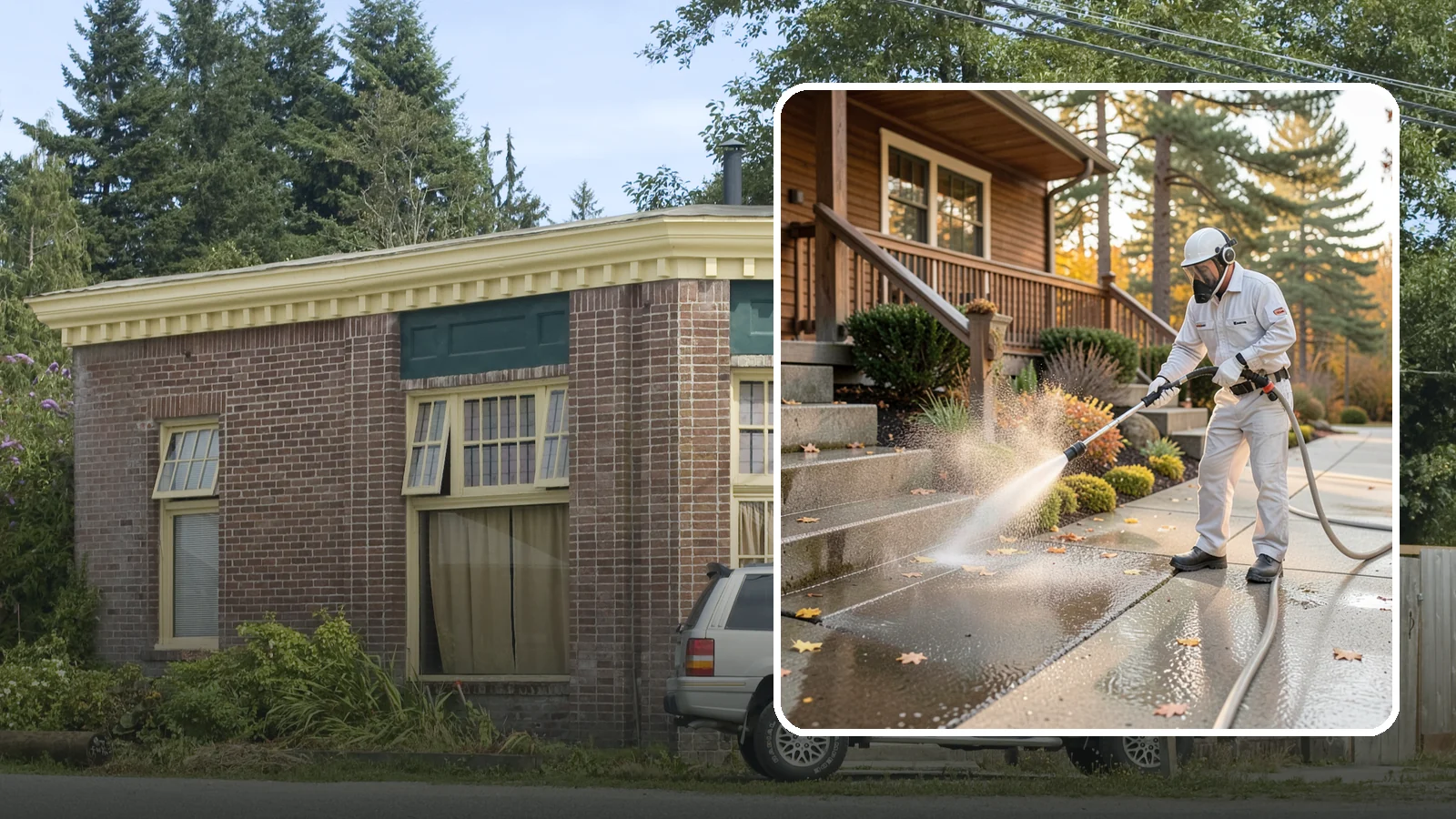Exterior Stairs Cleaning in Hamilton, Skagit County, WA - We pressure wash exterior stairs to remove the moss and slick film that make outdoor steps hazardous in wet weather.