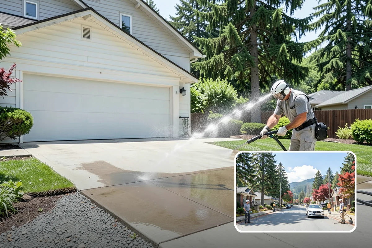 Exterior Stairs Cleaning in Hunts Point, King County, WA - Restores traction by removing slick moss from treads