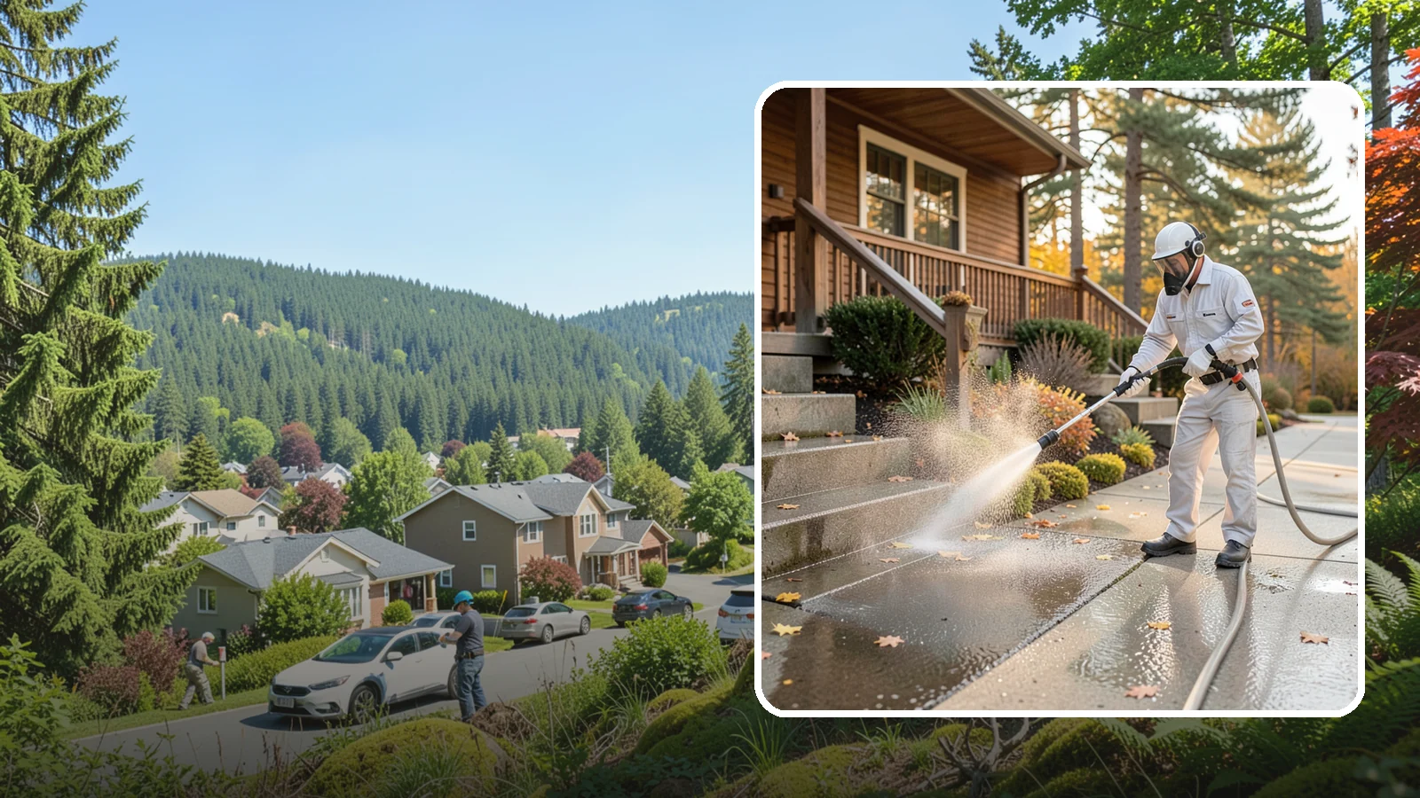 Exterior Stairs Cleaning in Index, Snohomish County, WA - We pressure wash exterior stairs to remove the moss and slick film that make outdoor steps hazardous in wet weather.