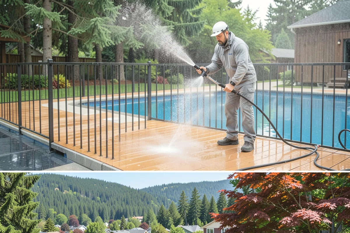 Exterior Stairs Cleaning in Index, Snohomish County, WA - Clean exterior stairs in fall and spring, the seasons when moss growth peaks and slip risk is highest.