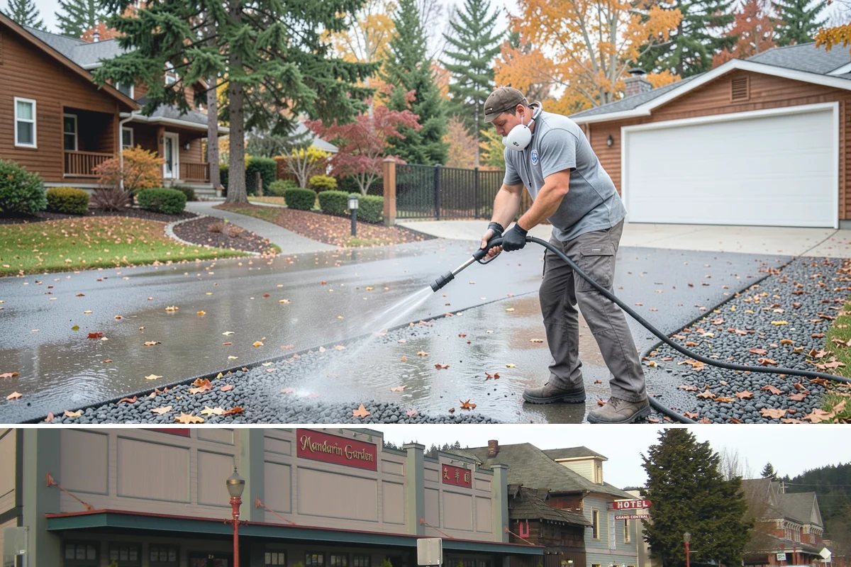 Exterior Stairs Cleaning in Issaquah, King County, WA - Clean exterior stairs in fall and spring, the seasons when moss growth peaks and slip risk is highest.