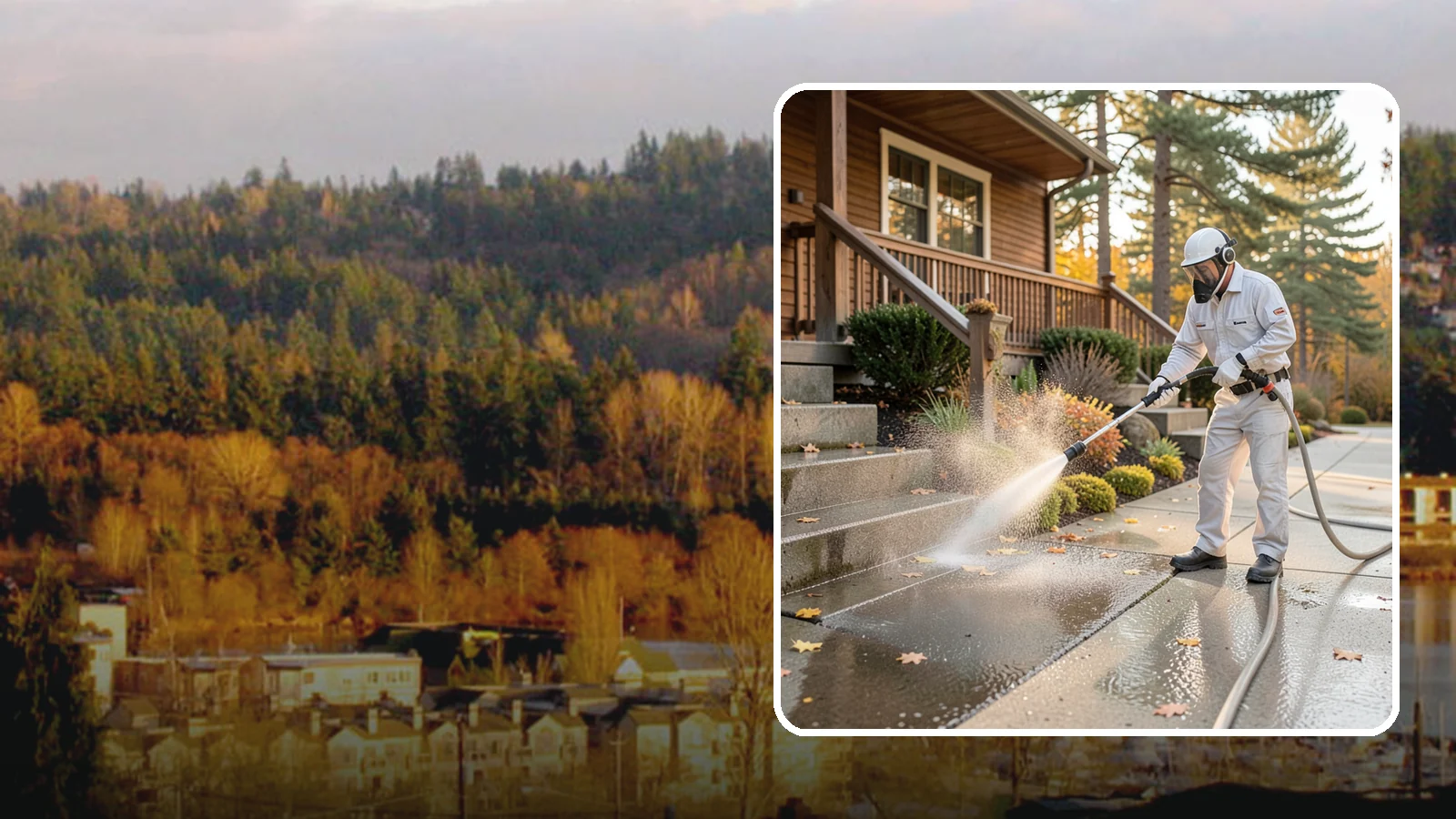 Exterior Stairs Cleaning in Kenmore, King County, WA - We pressure wash exterior stairs to remove the moss and slick film that make outdoor steps hazardous in wet weather.