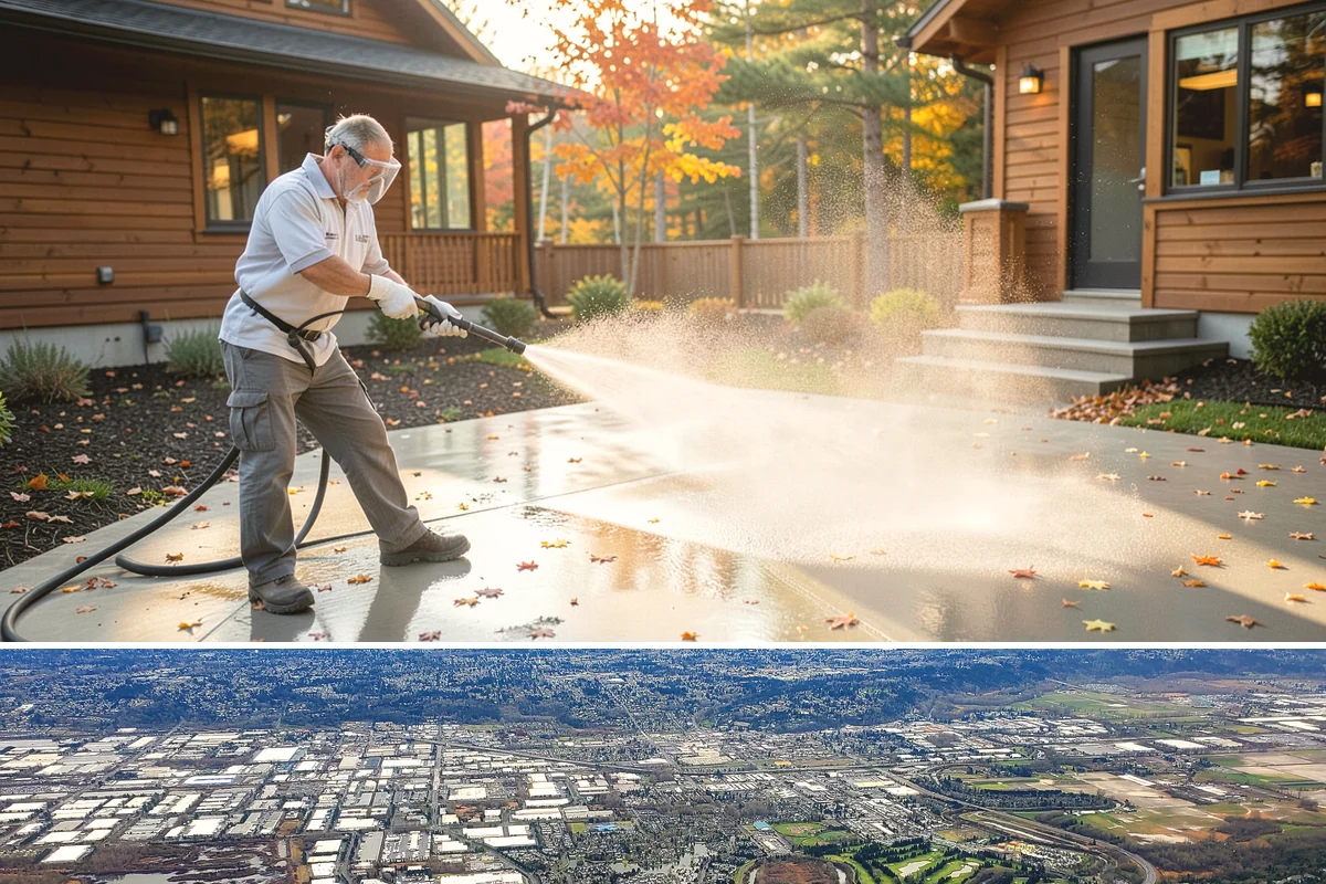 Exterior Stairs Cleaning in Kent, King County, WA - Clean exterior stairs in fall and spring, the seasons when moss growth peaks and slip risk is highest.