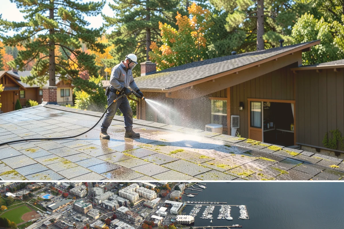 Exterior Stairs Cleaning in Kirkland, King County, WA - Clean exterior stairs in fall and spring, the seasons when moss growth peaks and slip risk is highest.