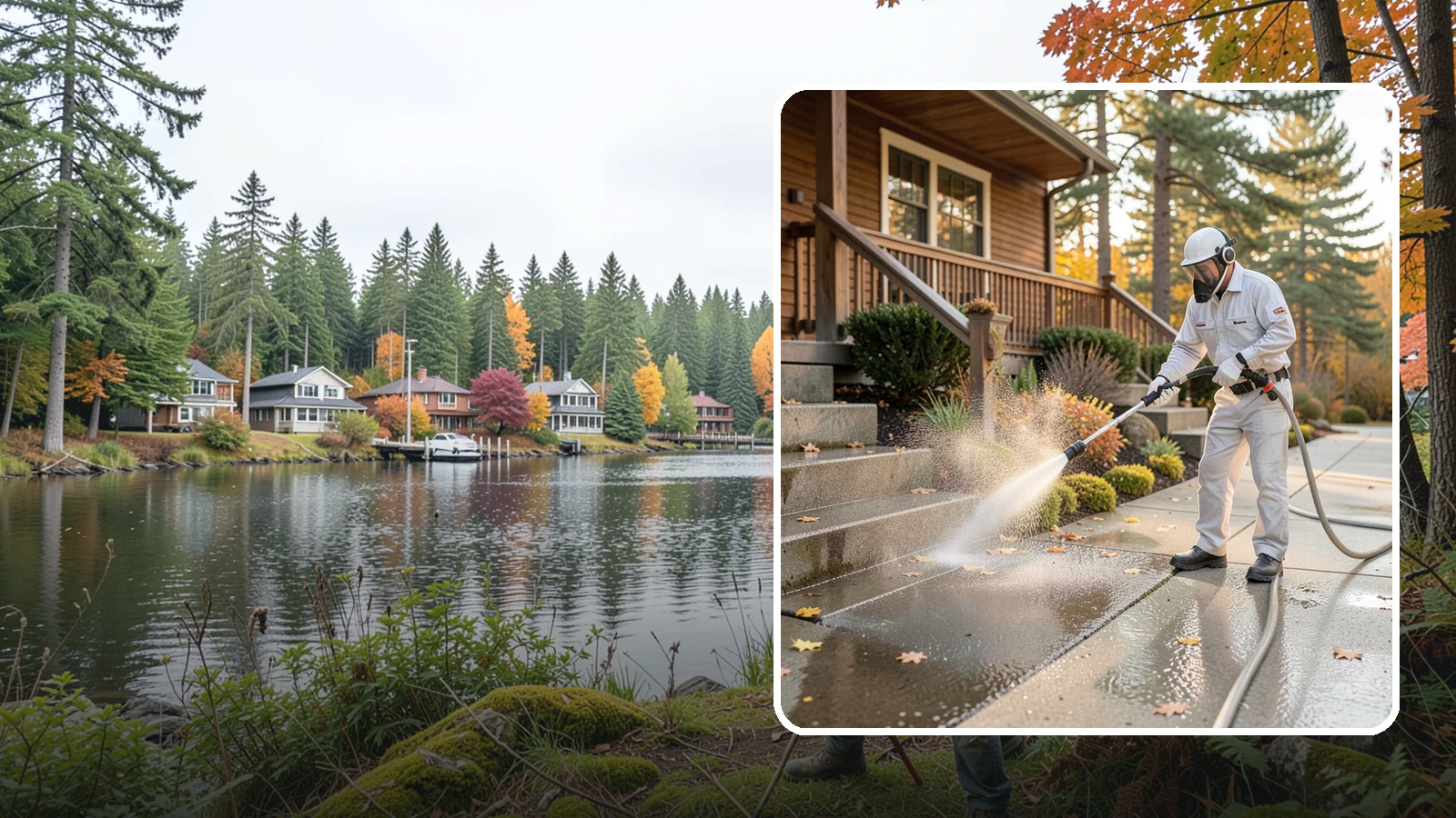 Exterior Stairs Cleaning in La Conner, Skagit County, WA - We pressure wash exterior stairs to remove the moss and slick film that make outdoor steps hazardous in wet weather.