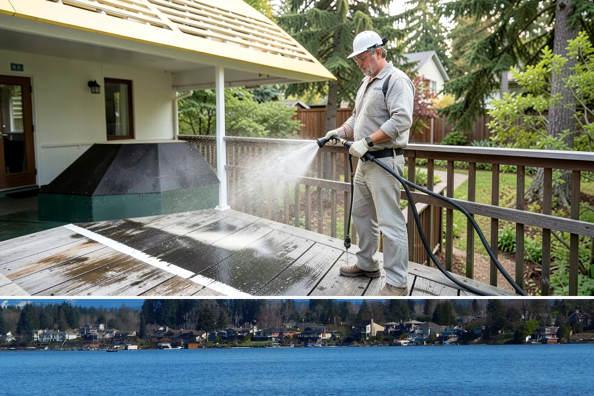 Exterior Stairs Cleaning in Lake Stevens, Snohomish County, WA - Clean exterior stairs in fall and spring, the seasons when moss growth peaks and slip risk is highest.