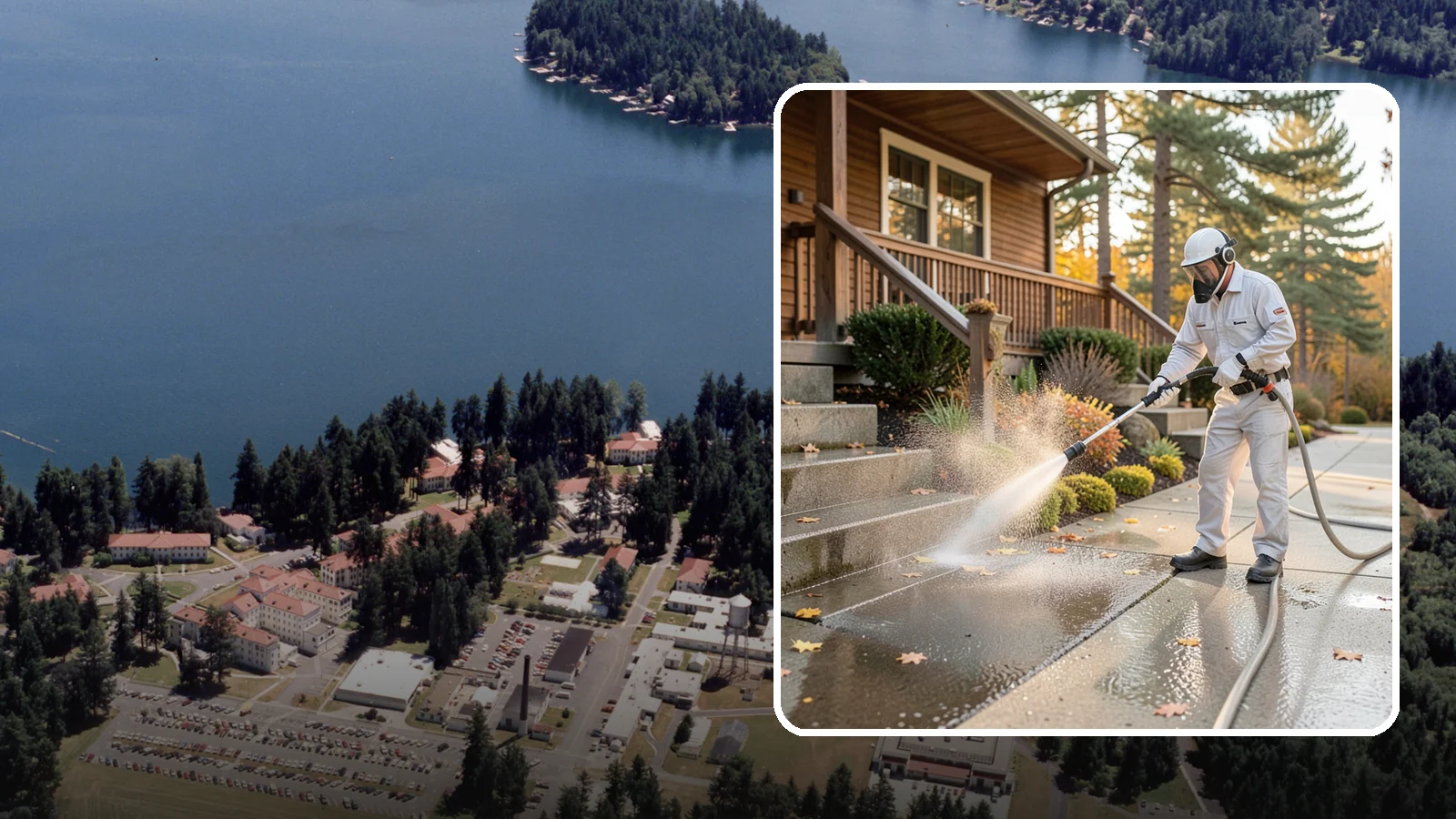 Exterior Stairs Cleaning in Lakewood, Pierce County, WA - We pressure wash exterior stairs to remove the moss and slick film that make outdoor steps hazardous in wet weather.