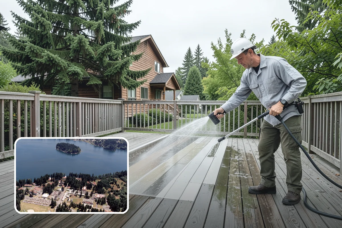 Exterior Stairs Cleaning in Lakewood, Pierce County, WA - Restores traction by removing slick moss from treads