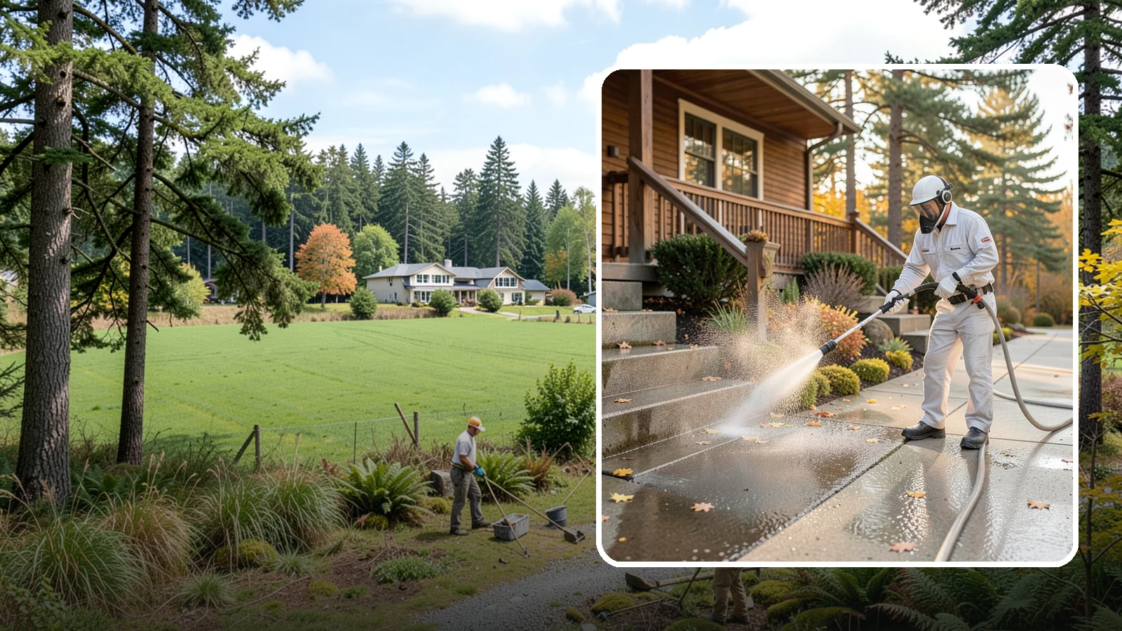 Exterior Stairs Cleaning in Lyman, Skagit County, WA - We pressure wash exterior stairs to remove the moss and slick film that make outdoor steps hazardous in wet weather.