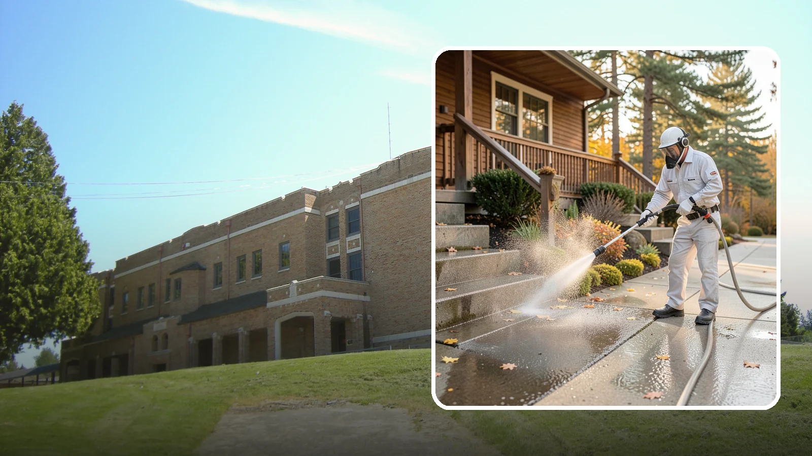 Exterior Stairs Cleaning in Maple Valley, King County, WA - We pressure wash exterior stairs to remove the moss and slick film that make outdoor steps hazardous in wet weather.
