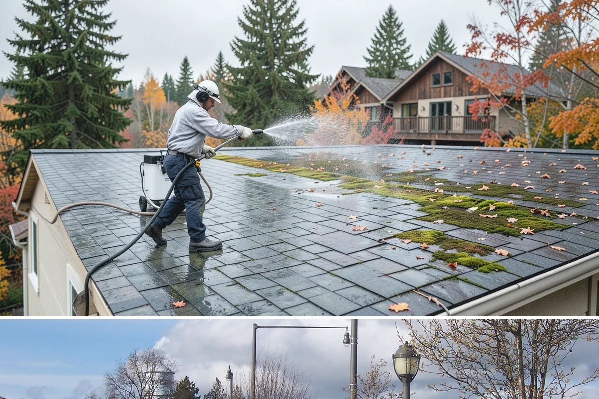 Exterior Stairs Cleaning in Marysville, Snohomish County, WA - Clean exterior stairs in fall and spring, the seasons when moss growth peaks and slip risk is highest.