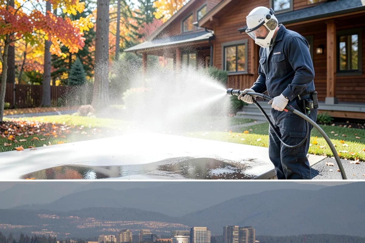 Exterior Stairs Cleaning in Medina, King County, WA - Clean exterior stairs in fall and spring, the seasons when moss growth peaks and slip risk is highest.
