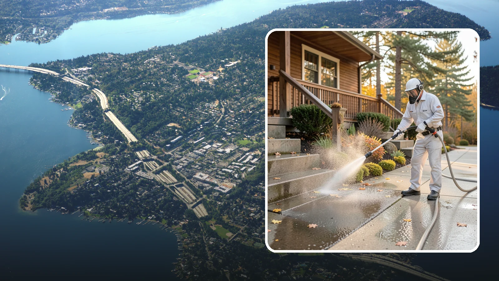 Exterior Stairs Cleaning in Mercer Island, King County, WA - We pressure wash exterior stairs to remove the moss and slick film that make outdoor steps hazardous in wet weather.