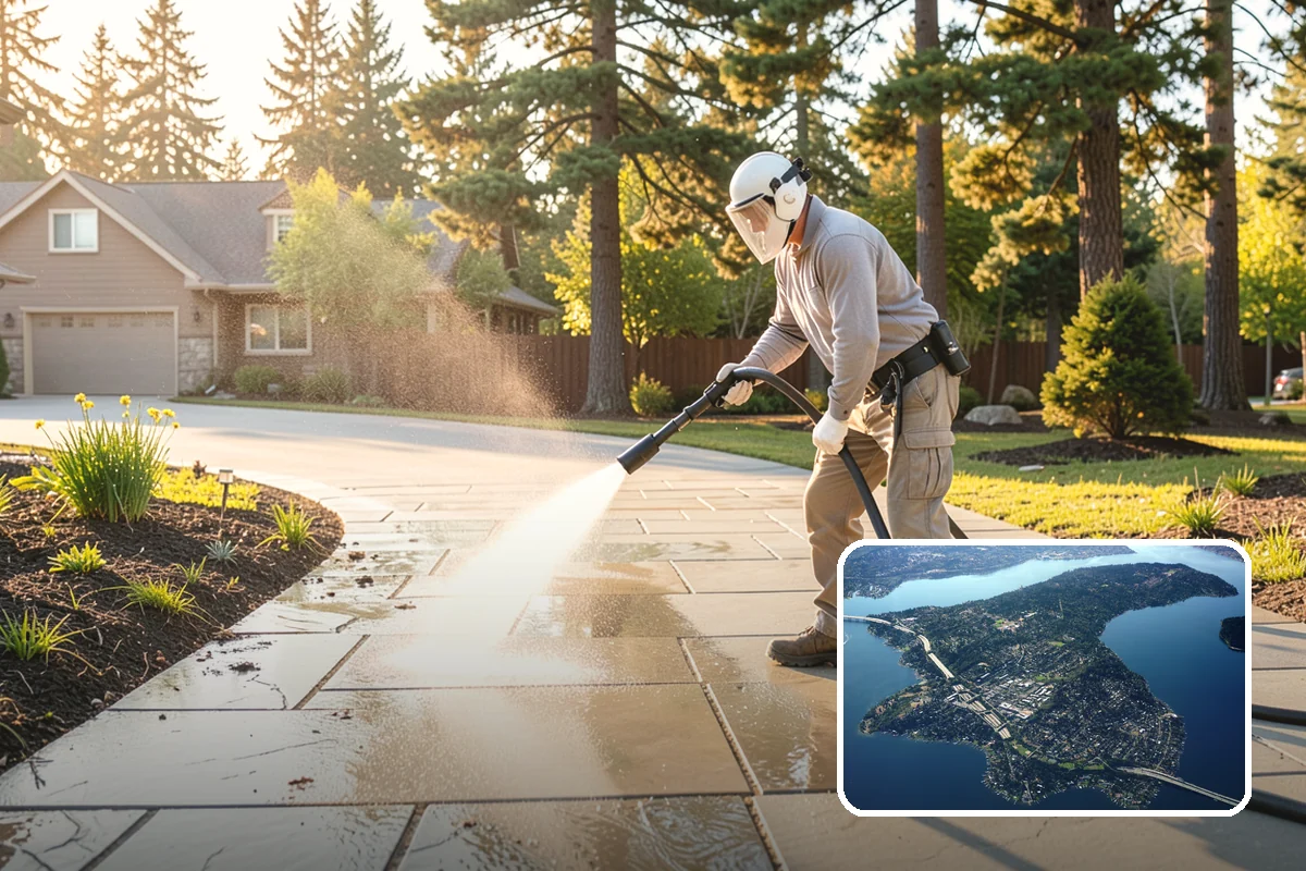 Exterior Stairs Cleaning in Mercer Island, King County, WA - Restores traction by removing slick moss from treads